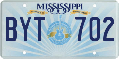 MS license plate BYT702