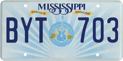 MS license plate BYT703