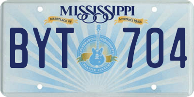 MS license plate BYT704