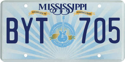 MS license plate BYT705