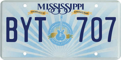 MS license plate BYT707