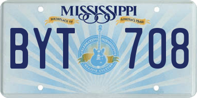 MS license plate BYT708