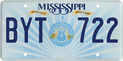 MS license plate BYT722
