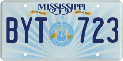 MS license plate BYT723