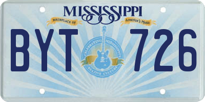 MS license plate BYT726