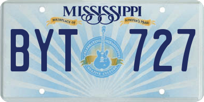 MS license plate BYT727
