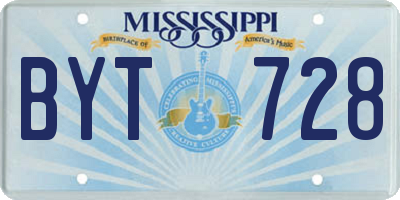 MS license plate BYT728