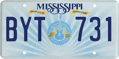 MS license plate BYT731