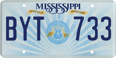 MS license plate BYT733