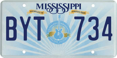 MS license plate BYT734