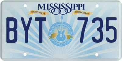 MS license plate BYT735