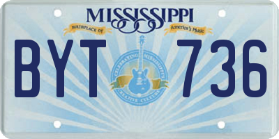 MS license plate BYT736