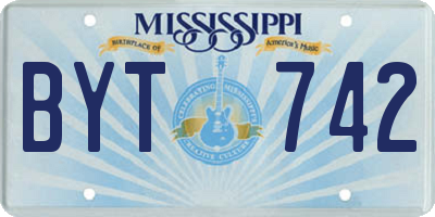 MS license plate BYT742