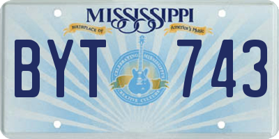 MS license plate BYT743
