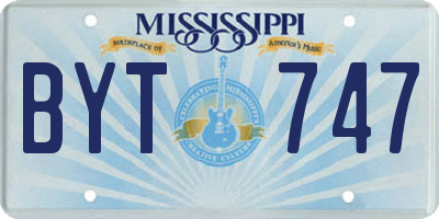 MS license plate BYT747