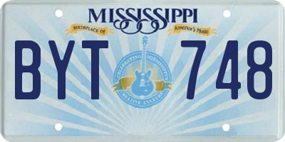 MS license plate BYT748