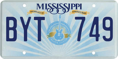 MS license plate BYT749