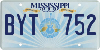 MS license plate BYT752