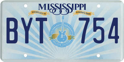MS license plate BYT754