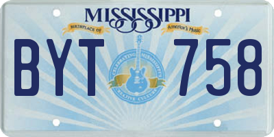 MS license plate BYT758