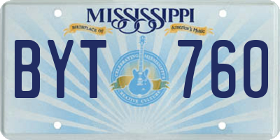 MS license plate BYT760