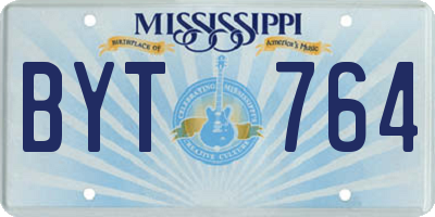 MS license plate BYT764