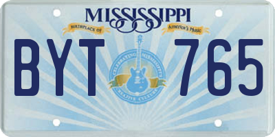 MS license plate BYT765