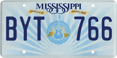 MS license plate BYT766