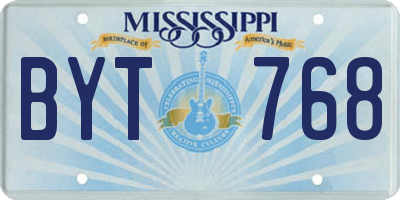 MS license plate BYT768