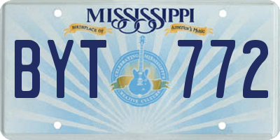 MS license plate BYT772