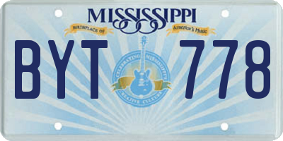 MS license plate BYT778