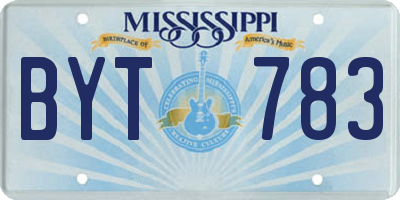 MS license plate BYT783