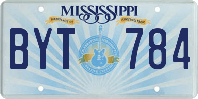 MS license plate BYT784
