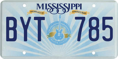MS license plate BYT785