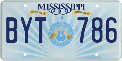 MS license plate BYT786