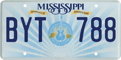 MS license plate BYT788