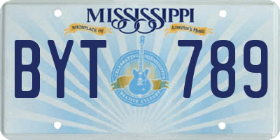 MS license plate BYT789