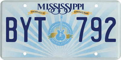MS license plate BYT792