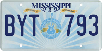 MS license plate BYT793