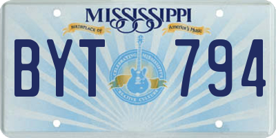 MS license plate BYT794