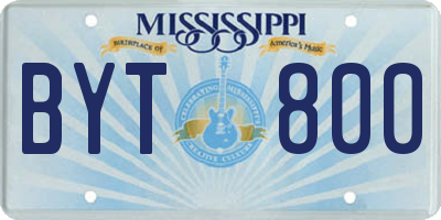 MS license plate BYT800