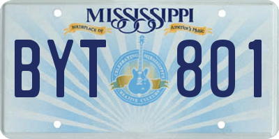MS license plate BYT801