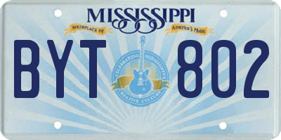 MS license plate BYT802