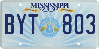 MS license plate BYT803