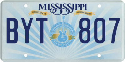 MS license plate BYT807