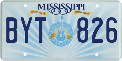 MS license plate BYT826