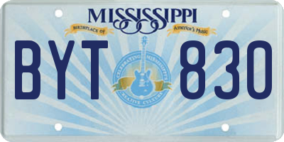 MS license plate BYT830