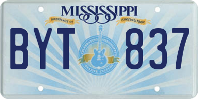 MS license plate BYT837
