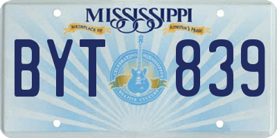 MS license plate BYT839