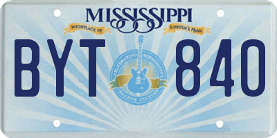 MS license plate BYT840